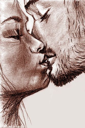 Kiss, espresso brown by Krista Kitsz Art