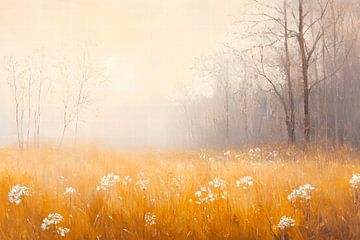 Nebulöse Wiesenlandschaft im Herbst von Poster Art Shop