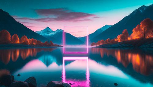 Lake with neon lighting