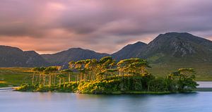 Sonnenuntergang in der Connemara am Derryclare Lough, Irland