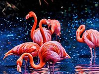 Flamingo's in een rustige lagune