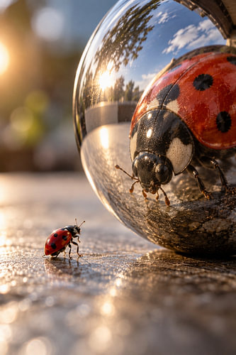 La coccinelle et son reflet