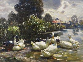 Acht Enten am Wasser, ALEXANDER KOESTER, Um 1915-1920 von Atelier Liesjes