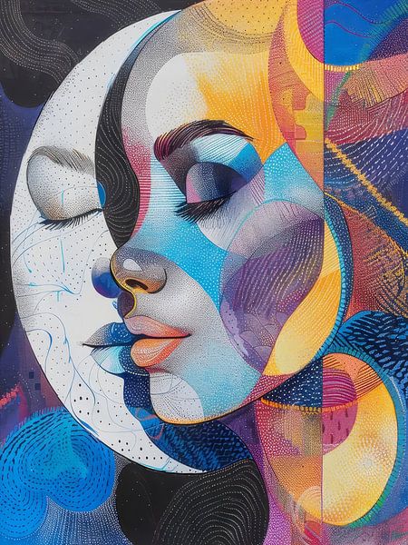Maan en gezicht stijl abstract van TOAN TRAN