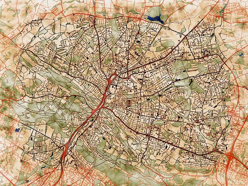 Map of Bielefeld with the style 'Serene Summer' by Maporia