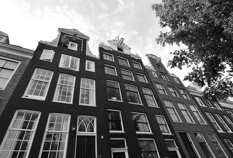 Maisons de canal sur Reguliersgracht à Amsterdam | noir et blanc par Evert-Jan Hoogendoorn
