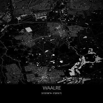 Schwarz-weiße Karte von Waalre, Nordbrabant. von Rezona