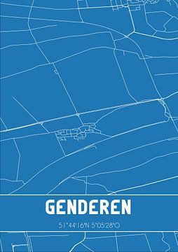 Blauwdruk | Landkaart | Genderen (Noord-Brabant) van Rezona