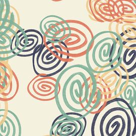 Spiralen in Retro-Farben auf hellem Hintergrund