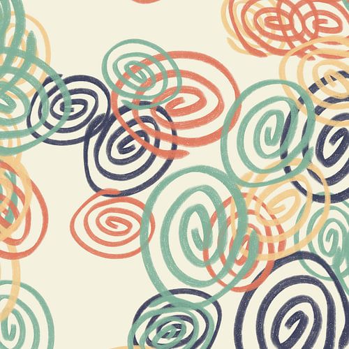 Spiralen in retrokleuren op een lichte achtergrond