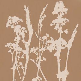 Earth tone retro botanicals. Summer flowers by Dina Dankers