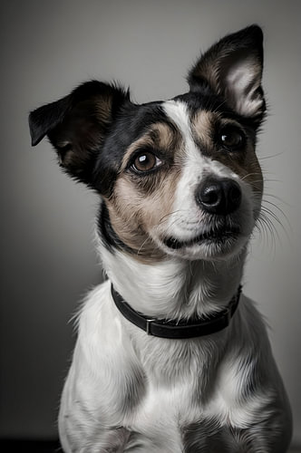 Jack Russell Terrier Schwarz-Weiß Studio Wandbild