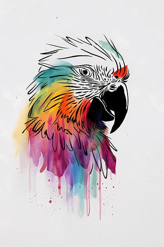 Moderne Kleurrijke Papegaai met Druipend Effect
