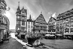 Fachwerkhäuser Bernkastel Kues schwarz-weiß