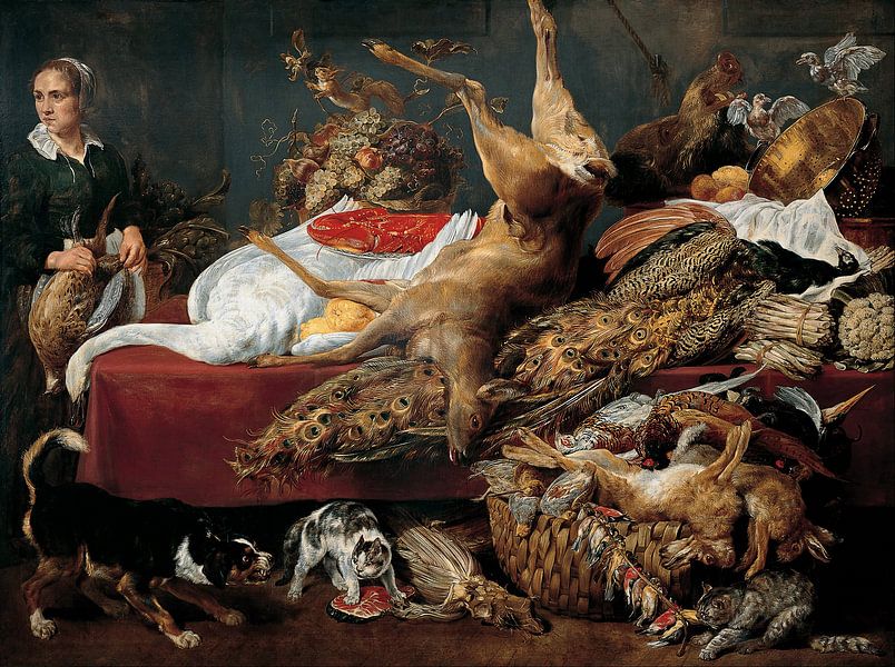 Nature morte d'un butin de chasse avec un serviteur, Paul de Vos par Schilders Gilde