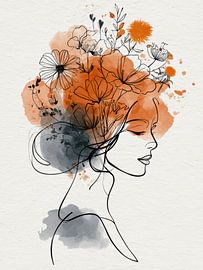 portrait of a woman with flowers by Egon Zitter