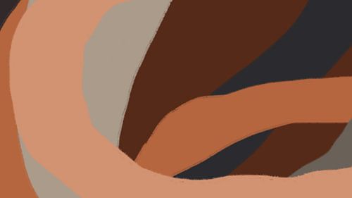 Peinture abstraite aux lignes rétro orange et terracotta sur Dina Dankers