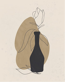Minimalistisches Stilleben einer Blume in einer Flasche