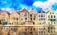 Dokkum Aquarell von Peter Bolman Miniaturansicht