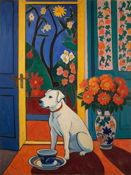 Hond bij de deur Stijl Henri Matisse van TOAN TRAN