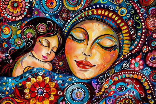 Digitaal abstract schilderachtig portret fictieve vrouw