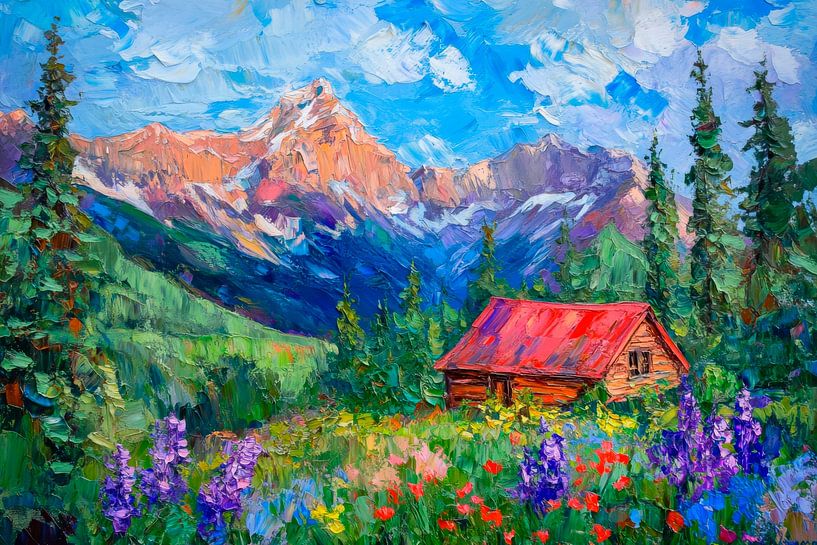 Mountain idyll with hut by Poster Art Shop