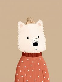 Cozy Westie Dog Portrait – Whimsical Nursery by StudioRemier