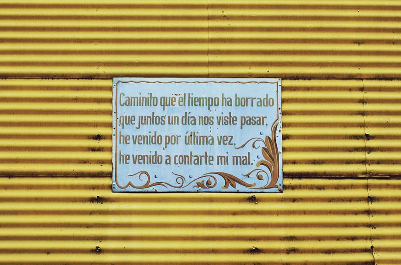 Caminito Street Art Sign on Yellow Wall in La Boca by Carolina Reina Photography