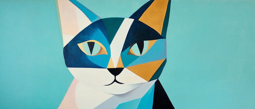 Geometric view - play of colours cat by Poster Art Shop