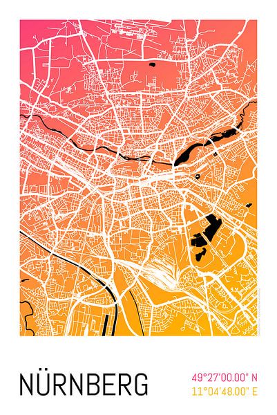 Nürnberg – City Map Design Stadtplan Karte (Farbverlauf) von ViaMapia