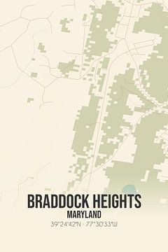 Vintage landkaart van Braddock Heights (Maryland), USA. van MijnStadsPoster