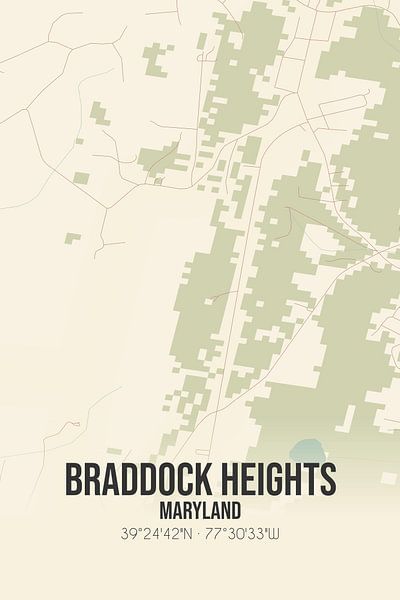 Carte ancienne de Braddock Heights (Maryland), USA. par Affiches de lieux