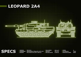 Leopard 2A4 Main Battle Tank Blueprint Gift Neon by Maldure -