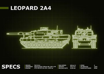 Leopard 2A4 Tank Blueprint Neon van Maldure -