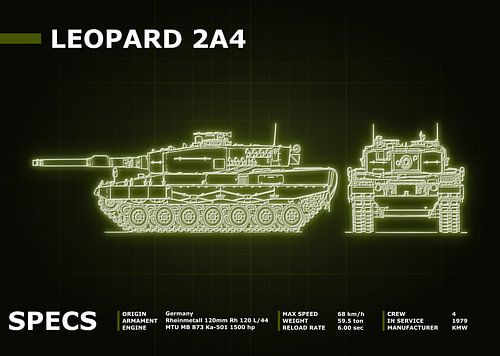 Leopard 2A4 Panzer Blaupause Neon