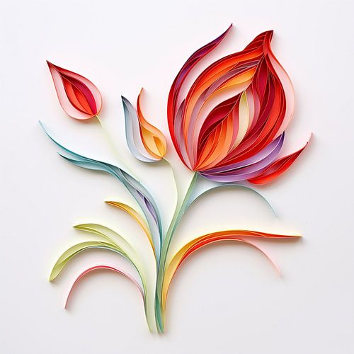 Tulp licht kleurrijk, quilling stijl