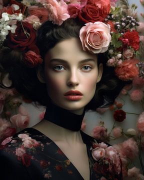 Modernes Porträt "Roses are red" von Carla Van Iersel