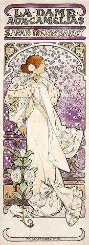 dame. met camelia's, Sarah Bernhardt, Alphonse Mucha (1896)