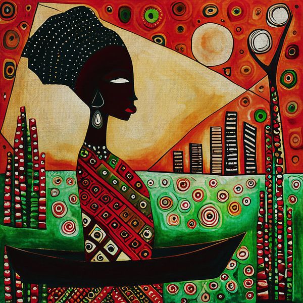 Femme africaine vous observant depuis un bateau par Jan Keteleer