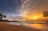 Zonsondergang op het strand in Sri Lanka van Fotos by Jan Wehnert thumbnail
