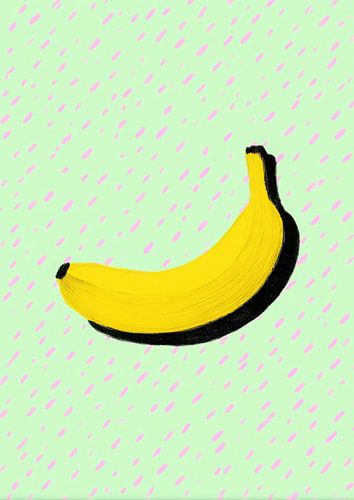 Minimalistische banaan op een groene achtergrond