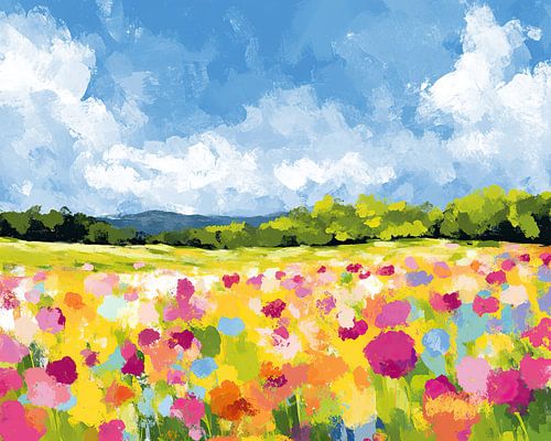 Colourful Field of Flowers | Vibrant Meadow Dreams