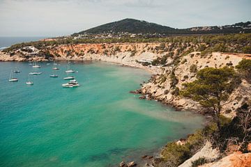 Op een berg aan de kust van Ibiza met uitzicht op de zee en boten | Natuur | Landschapsfotografie van eighty8things
