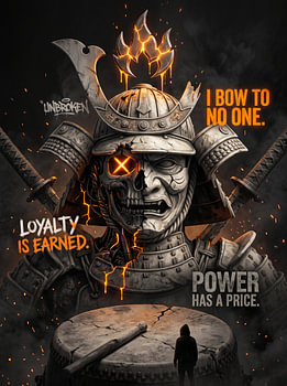 I Bow To No One Loyalty Is Earned Cyberpunk Samurai Graphic Design