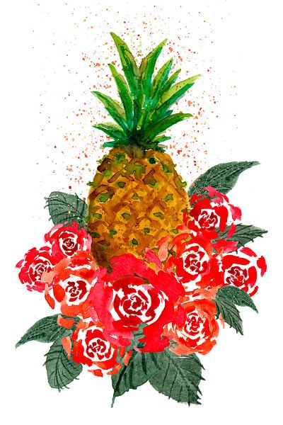 Roses rouges et ananas par Sebastian Grafmann