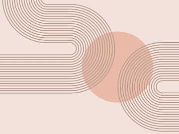 Modern Abstrakt Japandi Geometrisch Linie Kurve Pastellfarben