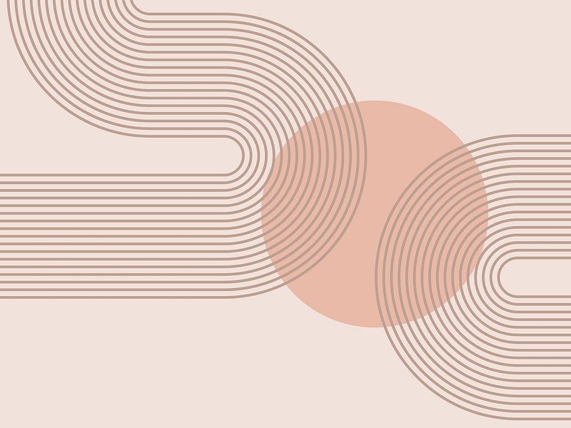 Modern Abstract Japandi Geometric Line Curve Pastel Colours by Mad Dog Art