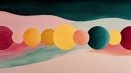 Coloured planets in soft colours: an abstract panorama