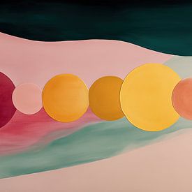 Gekleurde planeten zachte kleuren abstract panorama van TheXclusive Art