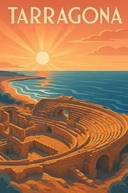 Romeins Amfitheater van Tarragona - Vintage Reisposter van Travel Shop